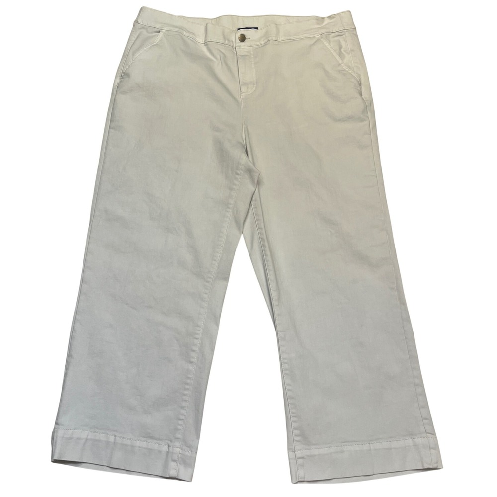Denim & Co Signature White Wide Leg Coastal Cotton Stretch Crop Pants Size 22WP